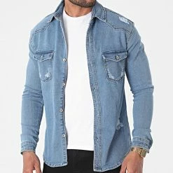 Acheter 👍 Surchemise Jean Manches Longues 3718 Bleu Denim de Black Industry 👍