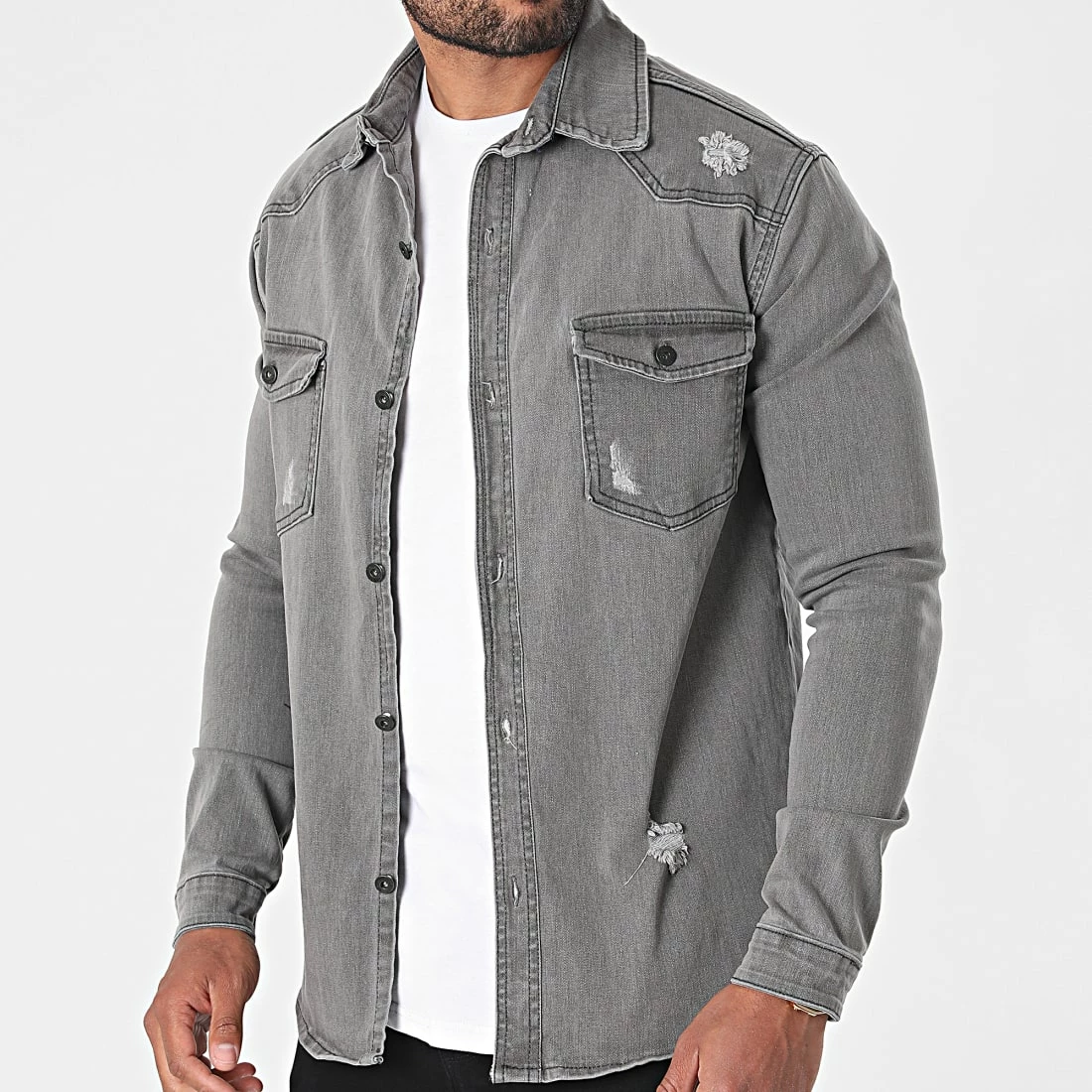 Offres ❤️ Surchemise Jean 5318 Gris de Black Industry ⌛ 3 Offres ❤️ Surchemise Jean 5318 Gris de Black Industry ⌛