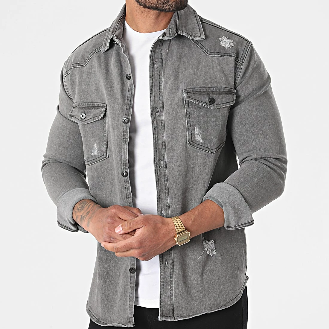 Offres ❤️ Surchemise Jean 5318 Gris de Black Industry ⌛ 5 Offres ❤️ Surchemise Jean 5318 Gris de Black Industry ⌛ – Image 3