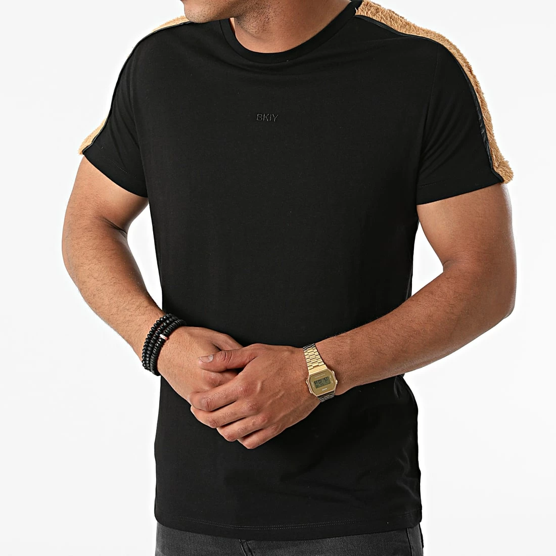 Bon marché ❤️ Tee 👚 Shirt A Bandes Fourrure T-145 Noir Marron de Black Industry 🧨 4 Bon marché ❤️ Tee 👚 Shirt A Bandes Fourrure T-145 Noir Marron de Black Industry 🧨 – Image 3