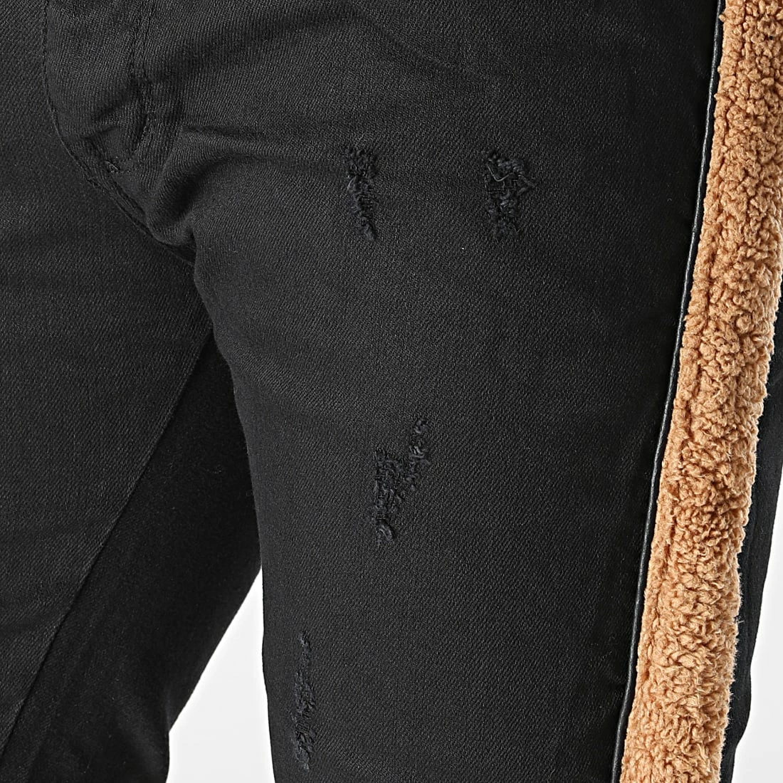 Meilleure vente 😍 Short Jean A Bandes Fourrure P516 Noir Marron de Black Industry 🌟 4 Meilleure vente 😍 Short Jean A Bandes Fourrure P516 Noir Marron de Black Industry 🌟 – Image 3