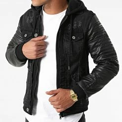 Budget 💯 Veste Jean A Capuche 5922 Noir de Black Industry ✔️