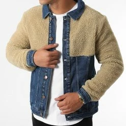 Budget 💯 Veste Jean 3925 Bleu Denim Beige de Black Industry 👏