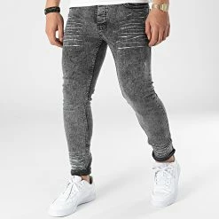 Sortie 😀 Jean Skinny 118-R1 Gris Anthracite Chiné de Black Industry 🛒
