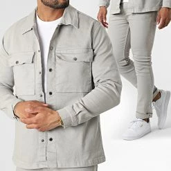Sortie 💯 Ensemble Veste Jean Et Jean Slim 45722 Gris de Black Industry 🎉